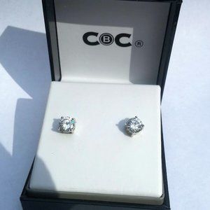 Round cz solitaire stud earrings NIB